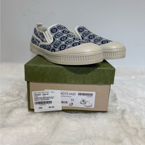 Gucci Blue and Cream Slip-On Sneakers - Picture 5 of 5